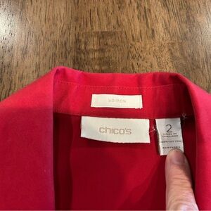 Chico's Shirt Womens 2 Red‎ Sleeveless Lightweight Button Up Casual Comfort